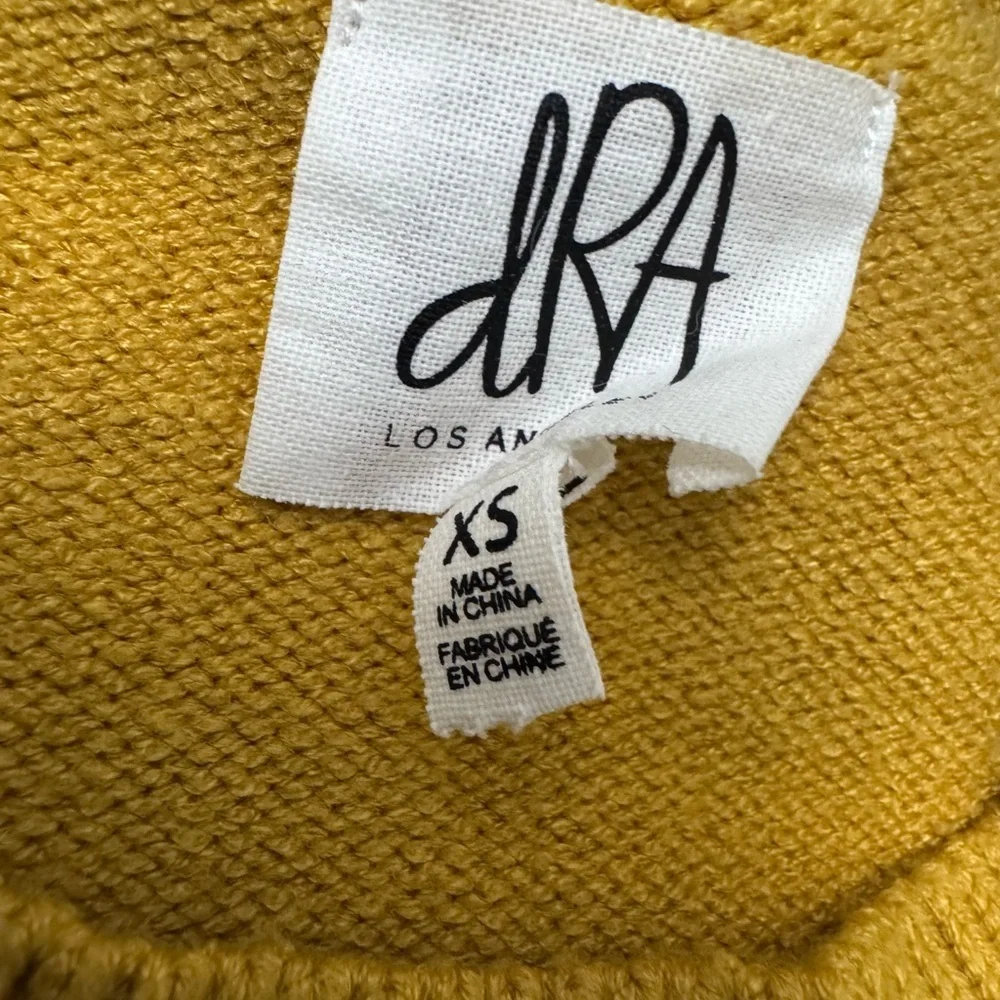Anthropologie x DRA Los Angeles Cable Knit Fisherman Sweater Yellow Ruffle XS